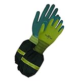 袖付きガーデングローブ 天然ゴムコーティング モスグリーン M