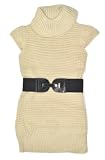 Chillipop “Cream Puff Tan W/Black Belt” Girls Turtleneck Sweater Dress