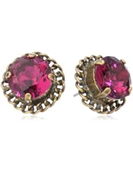 Sorrelli "Pink Orchid" Woven Detail Crystal Gold-Tone Stud Earrings
