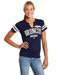 NFL Women's Denver Broncos Go For Two Short Sleeve Split Crew Neck Tee
