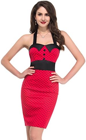 Black Dots Popular Red Fashion Cute Retro Short Dresses Size 14