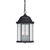 Capital Lighting 9836BK Main Street 3-Light Outdoor Hanging Lantern, Black with Seeded Glass