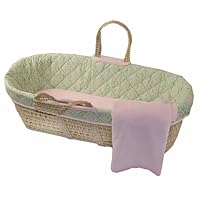 Tadpoles Damask Moses Basket, Pink/Green