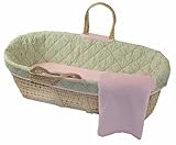 Tadpoles Damask Moses Basket, Pink/Green