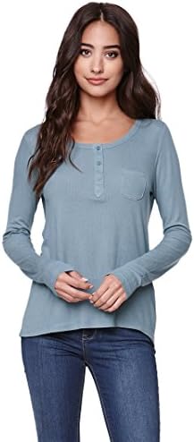 Nollie Womens Long Sleeve Rib Henley T-Shirt