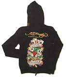 Ed Hardy - Ed Hardy Love Gamble Women's Rhinestone Hoody Black X-Small