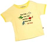 Dr. Seuss One Fish, Two Fish, Red Fish, Blue Fish Vintage Distressed Soft Yellow T-Shirt