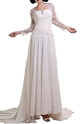 Lace  Chiffon  Dress with a Cathedral Train  With Ruffles