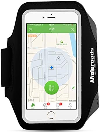 Maleroads Armband for iPhone 6/ 6S Plus Fit for All 5.5-Inch Phones Lightweight Sweat-proof Portable and with Card &amp; Key Holders for Running Fitness (Black5.5")