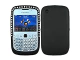 Black Bling Rhinestone Faceplate Diamond Crystal Silicone Rubber Case Cover ....