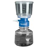 Nalgene 295-3345 295 Lab Bottletop Filter, MF75 series, Polystyrene, 75mm/0.45µm PES Membrane, Fits 33mm Neck, Sterile, Graduated, Side Arm Adapter, Blue Collar, 500mL (Case of 12)