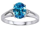 1.55 cttw 14k White Genuine Blue Topaz and Diamond Ring - 14kt White Gold