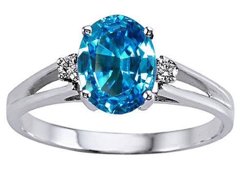 1.55 cttw 14k White Genuine Blue Topaz and Diamond Ring - 14kt White Gold