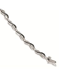 Sterling Silver Black and White Genuine Diamond Figure Eight Bracelet - Multi Color Stone Collection