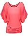 Thanth Womens Short Kimono Sleeve Boat Neck Dolman Top