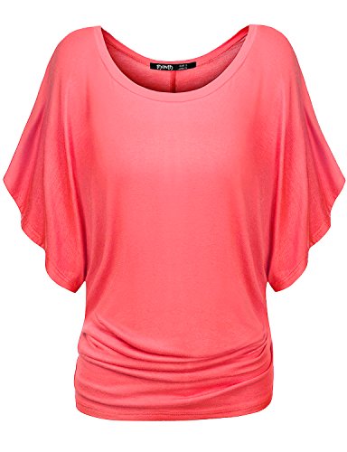 Thanth Womens Short Kimono Sleeve Boat Neck Dolman Top