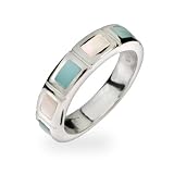 Eve's Addiction Turquoise and Mother of Pearl Silver Stackable Band
