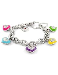 Lauren G Adams Girls Rhodium Pave Heart Charm Bracelet