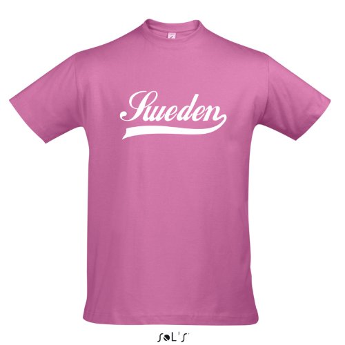 T-Shirt Schweden Oldschool Sweden LÄNDERSHIRT EM / WM FAN Trikot S-XXL , Orchid pink – weiß , M