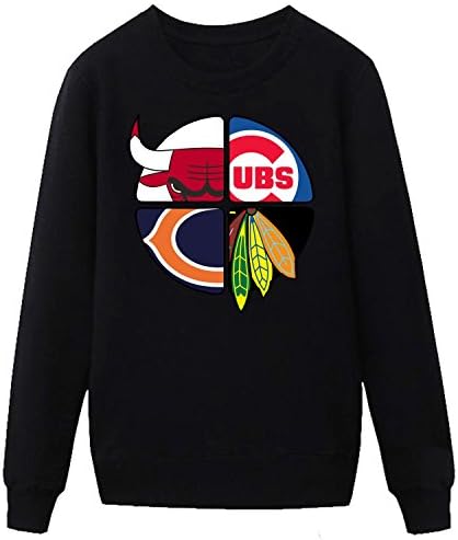 WuHai Men's chicago Bulls Cubs Bears Blackhawks Sweatshirts black XXL
