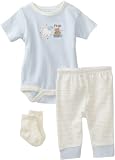 RENE ROFE Baby-Boys Newborn Hugs And Giggles 3 Piece Pant Set, Cream/Blue, Small