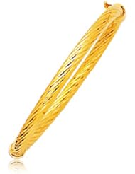 14K Yellow Gold Polished Cable Motif Bangle