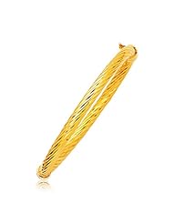 14K Yellow Gold Polished Cable Motif Bangle