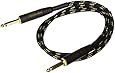 Monoprice 601403 3-Feet Cloth Series 1/4-Inch TS Male 20AWG Instrument Cable, Black and Gold
