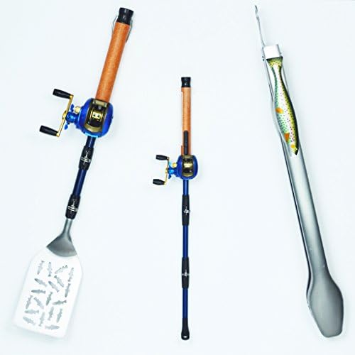 Gibson Baitcast Fisherman's BBQ Tool Set - 3 Pc (Tongs, Lighter &amp; Spatula)