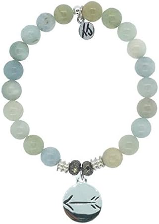 Aquamarine Beaded Bracelet with Arrow Charm
