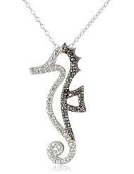 Sterling Silver Black-Diamond Seahorse Pendant Necklace