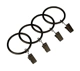 BCL Drapery Hardware 125CLAB 1-1/4-Inch Diameter Clip Rings for Rod Sets, Set of 14, Antique Black