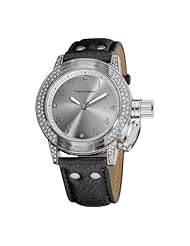 Vernier Womens VNR11148SS Crystal Bezel Crown-Protector Strap Watch