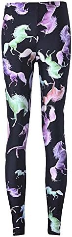 Women Autumn Winter Fashion Rainbow Unicorns Printed Leggings (Medium Size)