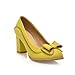 AmoonyFashion Womens Closed Round Toe Kitten Heel Chunky Heels PU Soft Material Solid Pumps with Bowknot