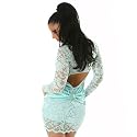 Edles Satin Spitzenkleid Cocktailkleid Aqua (9268
