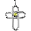 14K White Gold Peridot Cross Pendant