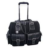 Jill-e 769398 Leather and Black Suede Rolling Camera Bag Large (Black)