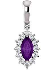 18K White Gold 8.00x4.00mm Marquise Cut Amethyst and Diamond Pendant -- LIFETIME WARRANTY