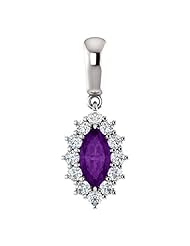 14K White Gold 8.00x4.00mm Marquise Cut Chatham Created Alexandrite and Diamond Pendant -- LIFETIME WARRANTY