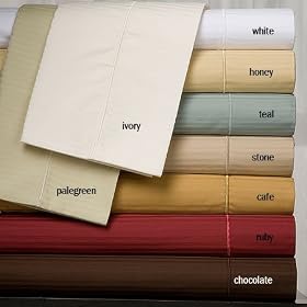 600TC Woven Stripe Sheet Set, Queen, Chocolate by SmartBargains