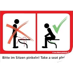 4x Bitte im Sitzen Pinkeln Aufkleber - Toiletten bzw. WC Aufkleber