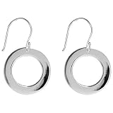 SkyeSterling Designer Sterling Silver Single Circle Open Disc Drop Earrings