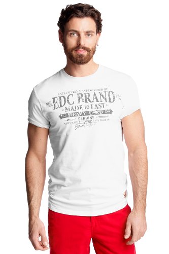 edc by ESPRIT Herren T-Shirt 032CC2K034, Gr. 46 (S), Wei&szlig; (white 100) Preisvergleich