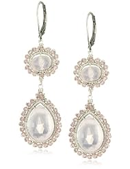 Dana Kellin Romantic Hand -Stitched Crystal and Rose Quartz with Scallop Detail Earrings