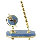 2 Marine Blue Gemstone Globe Pen Set