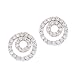 C.Z. Diamond Platinum Plated Nested Circle Stud Earrings
