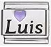 Luis Purple Heart Laser Name Italian Charm Link title=