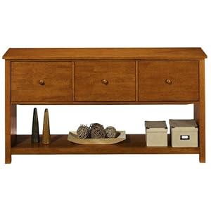 Mission - style File Console, 3-DRAWER, HONEY