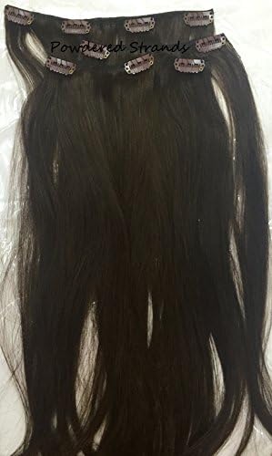 4 Piece Clip-in Dark Medium Brown Clip in Hair Extensions Highlights & Streaks 80 Grams Double Drawn Clipins